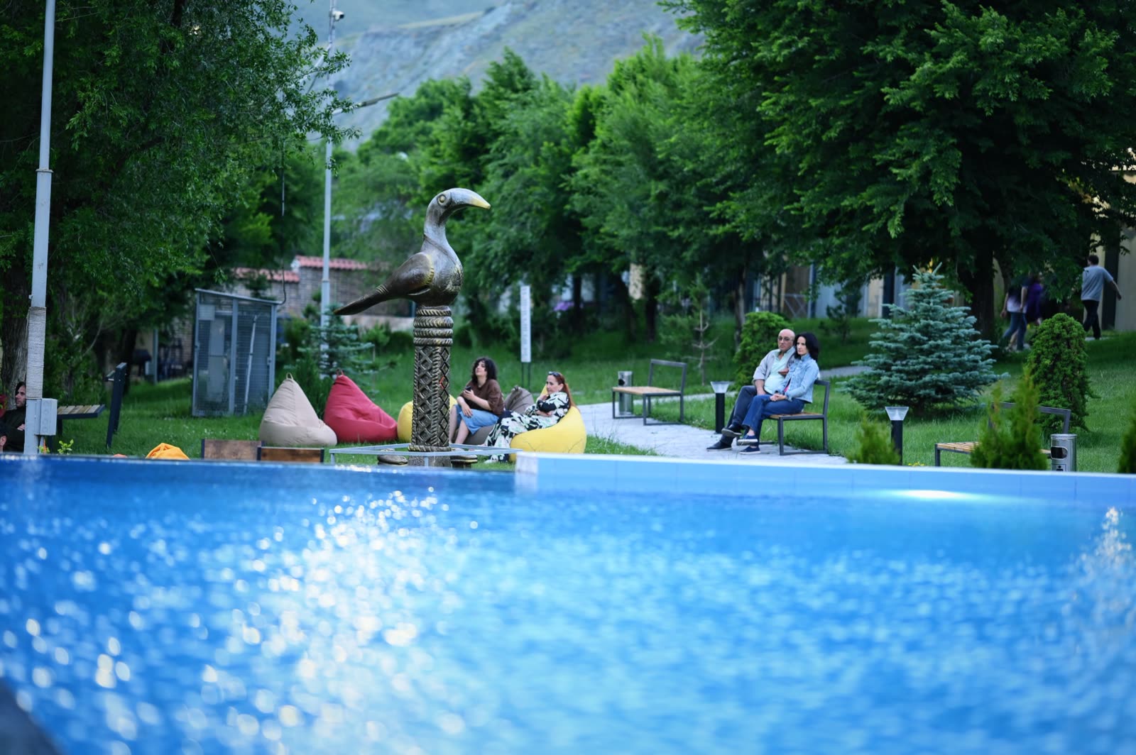 Poolside lawn